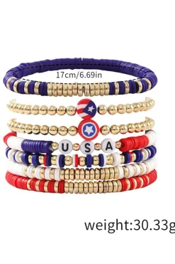 New Dear-Lover USA Multi Beading Layered Bracelet Gold