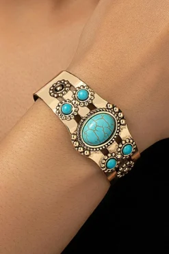 New Dear-Lover Vintage Boho Turquoise Cuff Bracelet Gold
