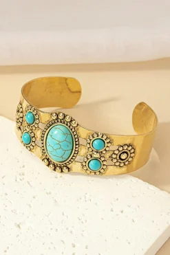 New Dear-Lover Vintage Boho Turquoise Cuff Bracelet Gold
