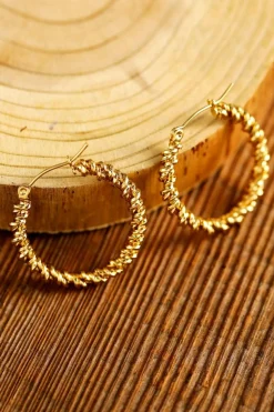 Discount Dear-Lover Vintage Textured Hoop Earrings Gold