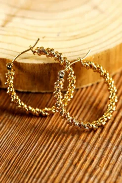 Discount Dear-Lover Vintage Textured Hoop Earrings Gold
