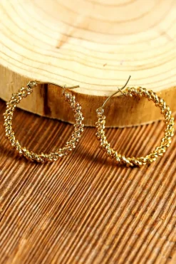 Discount Dear-Lover Vintage Textured Hoop Earrings Gold
