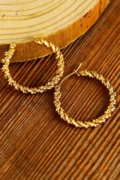 Discount Dear-Lover Vintage Textured Hoop Earrings Gold