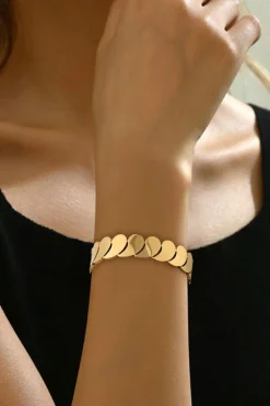 Sale Dear-Lover Water Drop Patched Plated Titanium Steel Bangle Gold