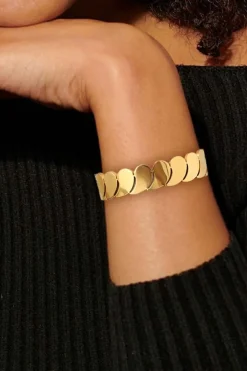 Sale Dear-Lover Water Drop Patched Plated Titanium Steel Bangle Gold