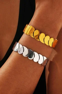 Sale Dear-Lover Water Drop Patched Plated Titanium Steel Bangle Gold