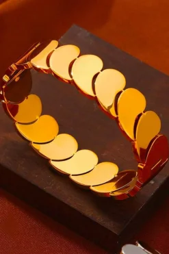Sale Dear-Lover Water Drop Patched Plated Titanium Steel Bangle Gold