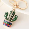 Clearance Dear-Lover Western Cactus Rhinestone Decor Keychain Gold