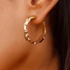 Fashion Dear-Lover Wrinkled Plated Alloy Hoop Earrings Gold