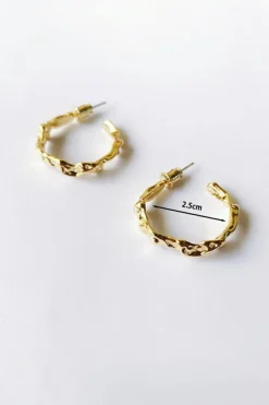 Fashion Dear-Lover Wrinkled Plated Alloy Hoop Earrings Gold