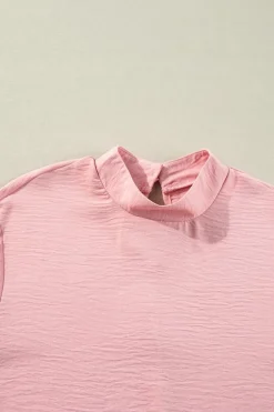 Sale Dear-Lover Swiss Dot Balloon Sleeve Loose Blouse Gossamer Pink