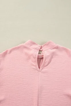 Sale Dear-Lover Swiss Dot Balloon Sleeve Loose Blouse Gossamer Pink
