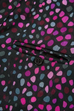 Clearance Dear-Lover Polka Dot Printed Buttoned Casual Shirt Grape Wine