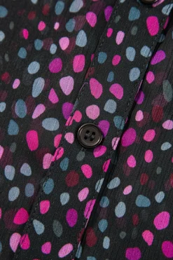 Clearance Dear-Lover Polka Dot Printed Buttoned Casual Shirt Grape Wine