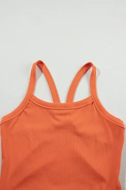 Best Dear-Lover Athletic Ribbed Cropped Cami Top Grapefruit Orange