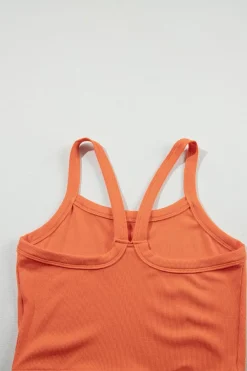 Best Dear-Lover Athletic Ribbed Cropped Cami Top Grapefruit Orange