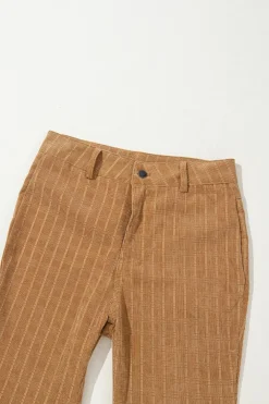 Clearance Dear-Lover Checkered Corduroy Flare High Waist Pants Grapefruit Orange