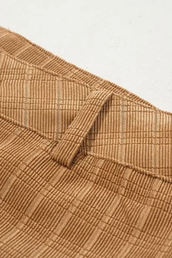 Clearance Dear-Lover Checkered Corduroy Flare High Waist Pants Grapefruit Orange