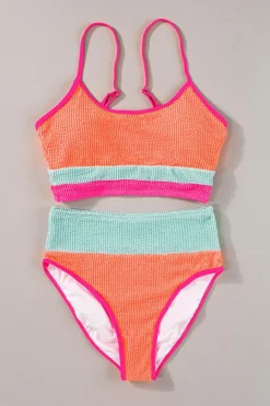 Outlet Dear-Lover Color Block High Waisted Sexy Bikini Set Grapefruit Orange