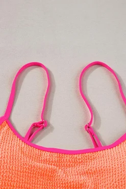 Outlet Dear-Lover Color Block High Waisted Sexy Bikini Set Grapefruit Orange