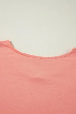 Outlet Dear-Lover Contrast Color Patchwork Oversized Side Split Top Grapefruit Orange