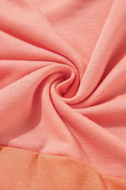Outlet Dear-Lover Contrast Color Patchwork Oversized Side Split Top Grapefruit Orange