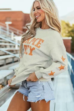 Sale Dear-Lover Game Day Graphic Rugby Football Season Sweatshirt Grapefruit Orange