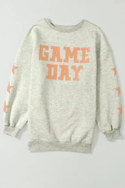 Sale Dear-Lover Game Day Graphic Rugby Football Season Sweatshirt Grapefruit Orange