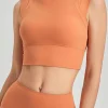 Sale Dear-Lover Mock Neck Cropped Sports Tank Top Grapefruit Orange