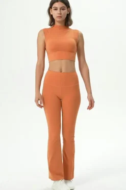 Sale Dear-Lover Mock Neck Cropped Sports Tank Top Grapefruit Orange