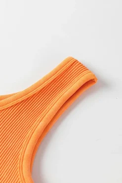 Clearance Dear-Lover Ribbed Seamless Cropped Tank Top Grapefruit Orange