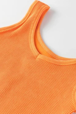 Clearance Dear-Lover Ribbed Seamless Cropped Tank Top Grapefruit Orange