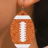 Discount Dear-Lover Sequin Rugby Football Drop Earrings Grapefruit Orange