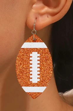 Discount Dear-Lover Sequin Rugby Football Drop Earrings Grapefruit Orange