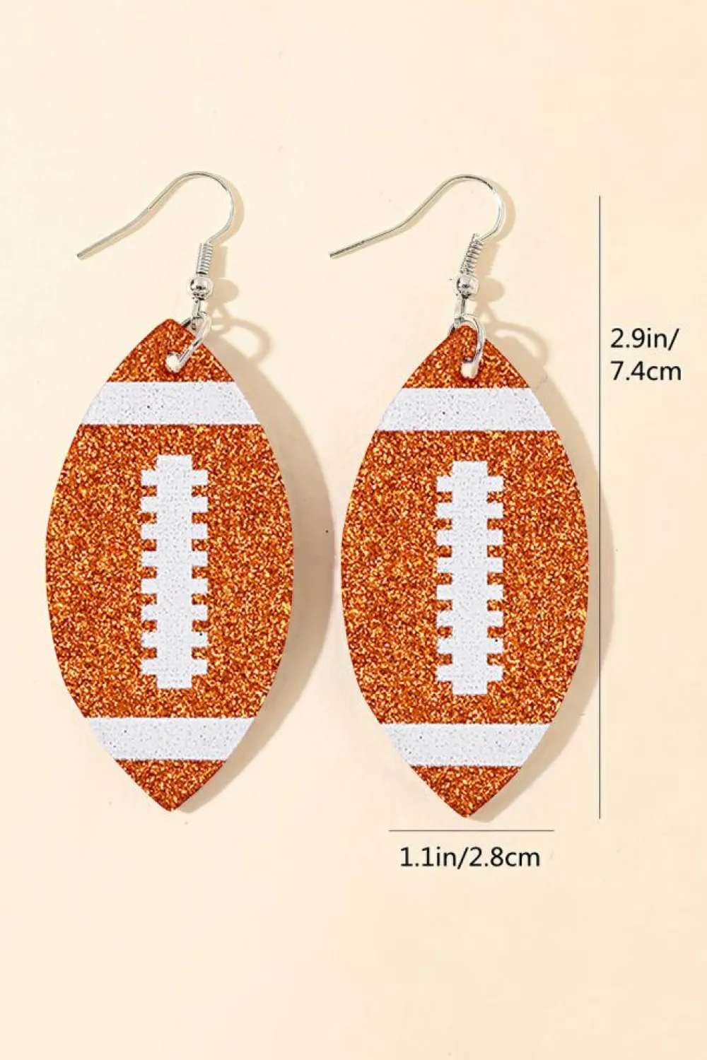 Discount Dear-Lover Sequin Rugby Football Drop Earrings Grapefruit Orange