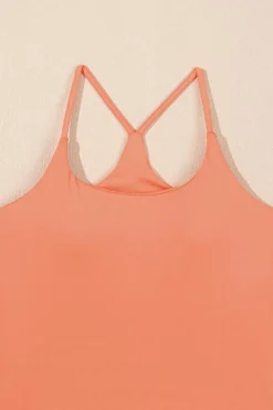 Hot Dear-Lover Spaghetti Straps U Neck Pocketed Active Dress Grapefruit Orange