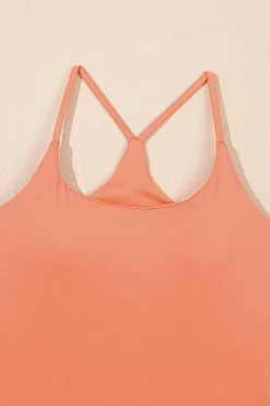 Hot Dear-Lover Spaghetti Straps U Neck Pocketed Active Dress Grapefruit Orange