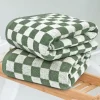 Discount Dear-Lover Checkered Print Soft Large Bath Towel Grass Green