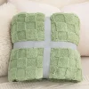 Fashion Dear-Lover Checkered Texture Large Plush Blanket Grass Green