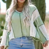 New Dear-Lover Crochet Detail Exposed Seam High Low Loose Top Grass Green
