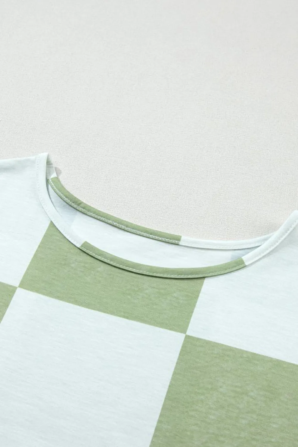 Discount Dear-Lover Mix Checkered Print Shirred Cuffs Blouse Grass Green
