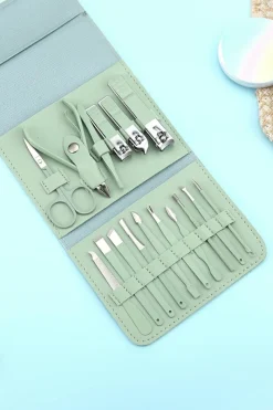 Best Dear-Lover 16pcs Portable Manicure Nail Clippers Set Grass Green