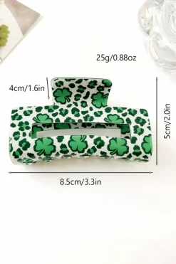 Outlet Dear-Lover St Patricks Clover Print Hollow Out Square Hair Clip Grass Green