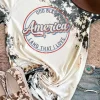Hot Dear-Lover America Slogan Tie Dye Print T Shirt Gray
