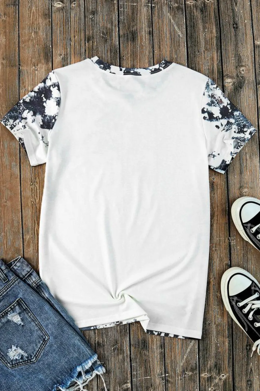 Hot Dear-Lover America Slogan Tie Dye Print T Shirt Gray