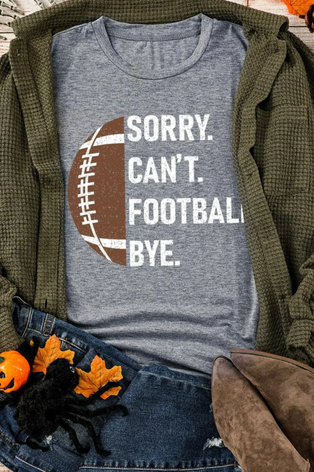 New Dear-Lover American Rugby Football Graphic Casual T Shirt Gray