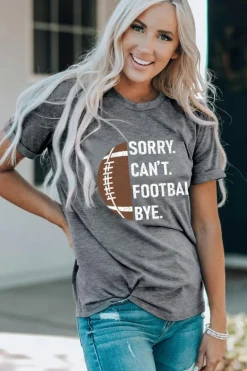 New Dear-Lover American Rugby Football Graphic Casual T Shirt Gray