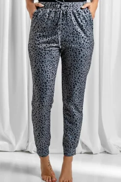 Hot Dear-Lover Breezy Leopard Joggers Gray