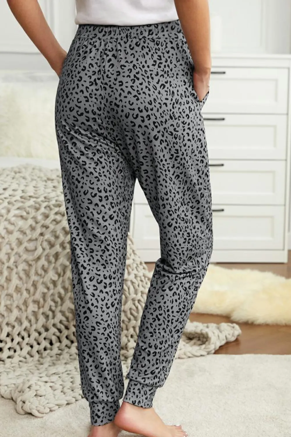 Hot Dear-Lover Breezy Leopard Joggers Gray
