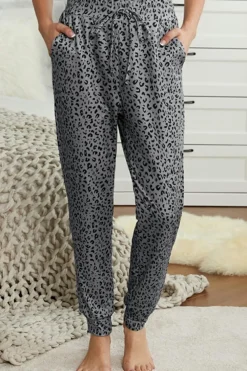 Hot Dear-Lover Breezy Leopard Joggers Gray